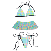 Plaid Laced Bikini Top (XS-XL)