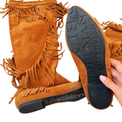 Suede Leather Fringe Boots (7.5)