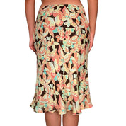 Y2K Butterfly Print Silk Midi Skirt (M)