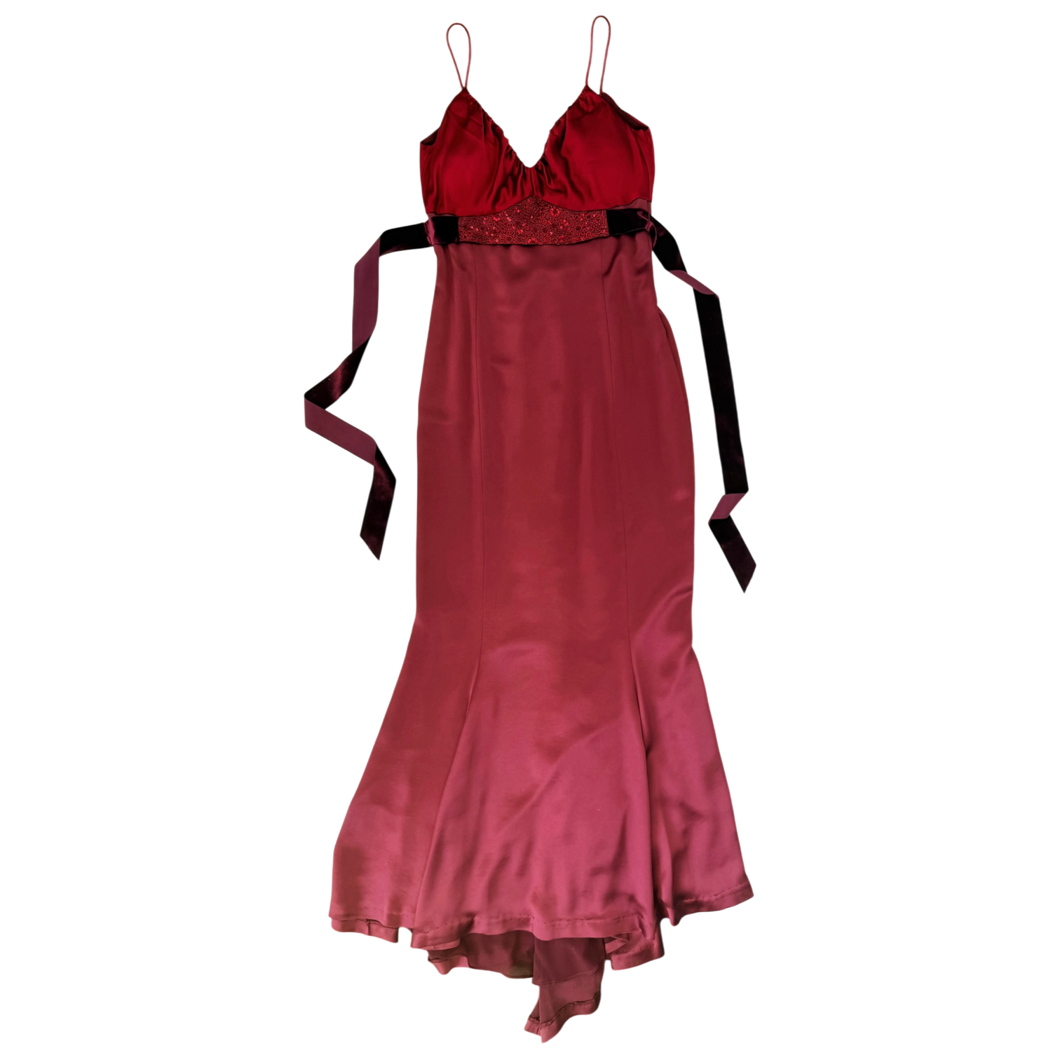 Vera Wang Burgundy & Red Beaded Gown (S/M)