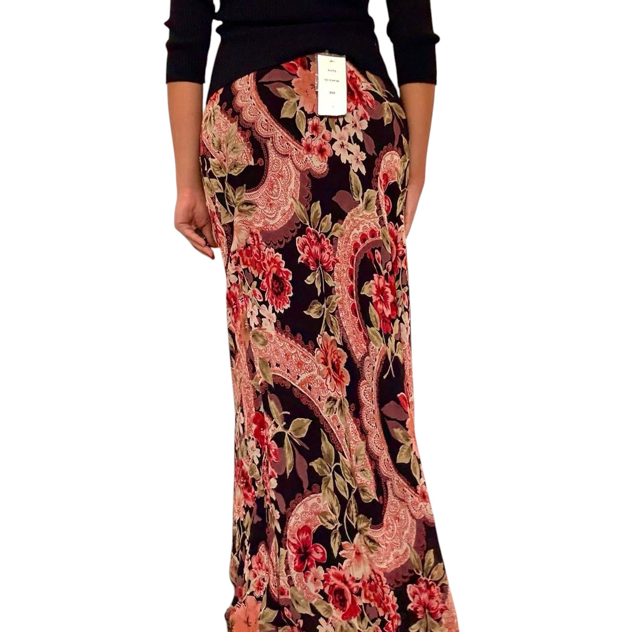 Deadstock Y2K Beaded Floral Paisley Maxi Skirt (L)