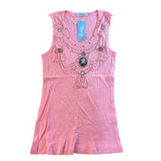 Deadstock Baby Pink Beaded Rhinestone Tank Top (M/L)