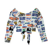 Hysteric Glamour AOP Tie-Back Cropped Long Sleeve (S)