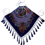 Rare Y2K Aris A Purple Floral Beaded Silk Backless Halter Top (XS-L)