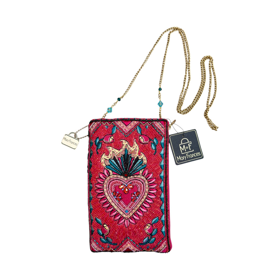 Mary Frances Heart Beaded Crossbody Bag