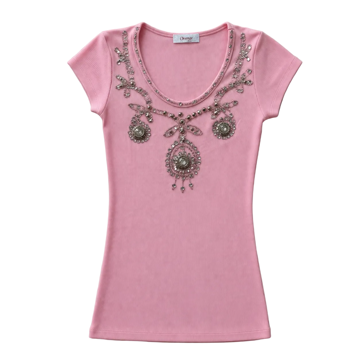 PinkribbedT-shirtwithornateembellishments.png