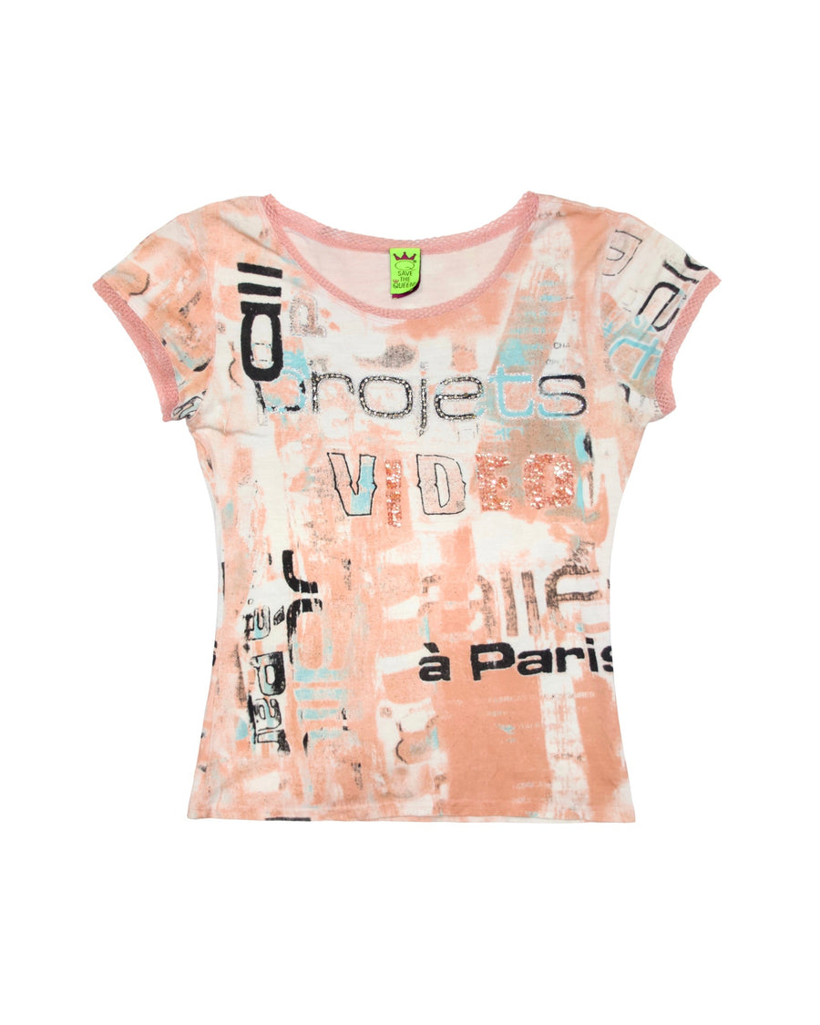 Y2K Save the Queen Mixed Media Top (S-M)