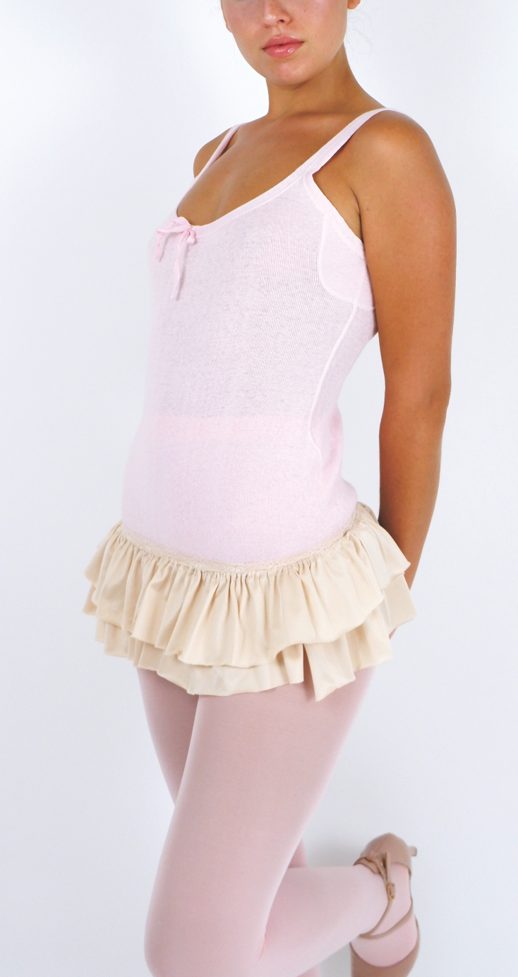 Nude Ruffled Micro Skirt