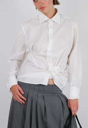 White Rosette Button-Up