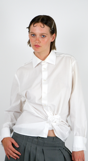 White Rosette Button-Up