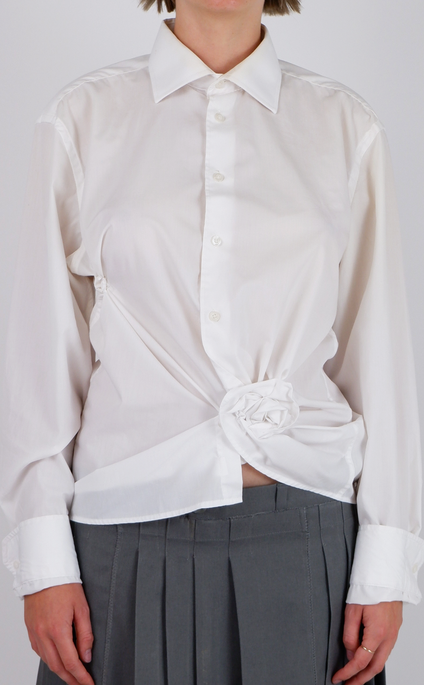 White Rosette Button-Up