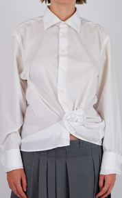 White Rosette Button-Up