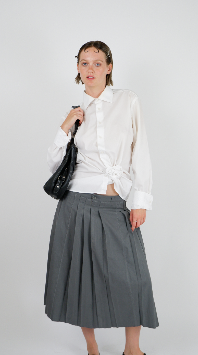 Charcoal Grey Pleated Maxi Skirt