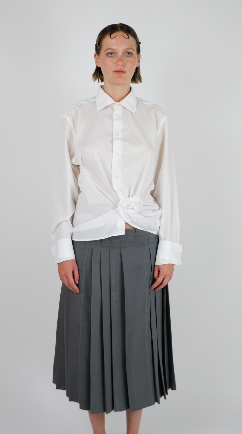 Charcoal Grey Pleated Maxi Skirt