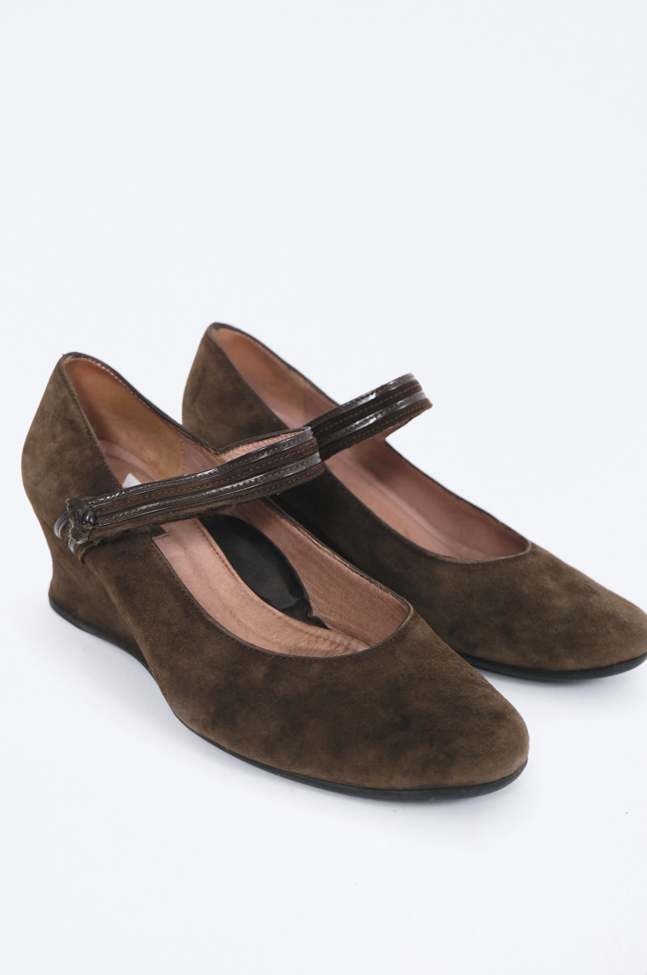 Size 6.5 Mocha Suede Mary Jane Wedges