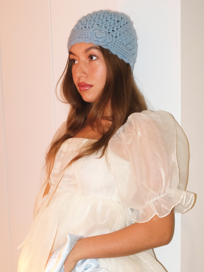 Blueberry Knit Floral Hat