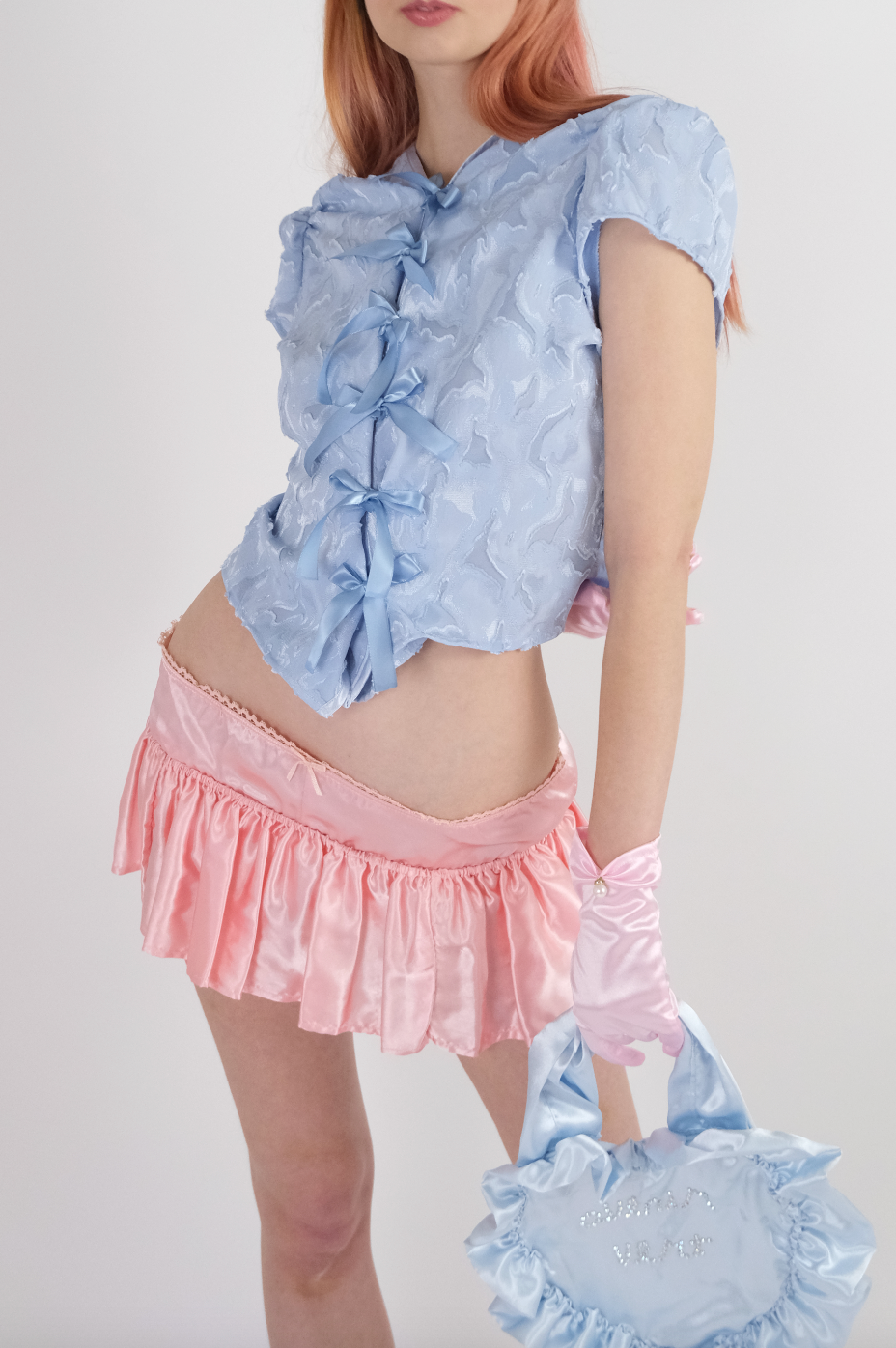 Frosty Blue Ribbon Blouse