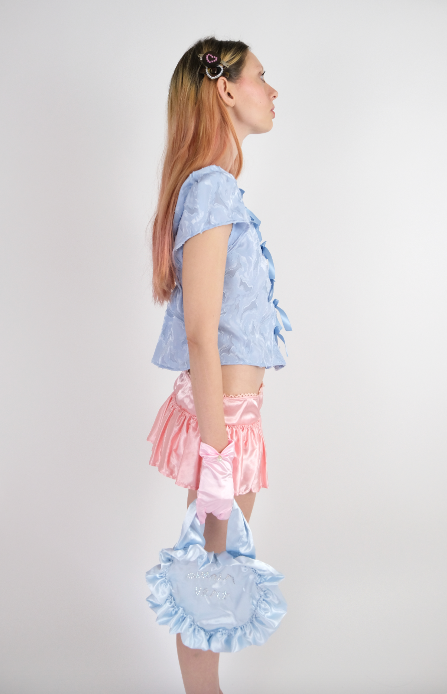 Frosty Blue Ribbon Blouse