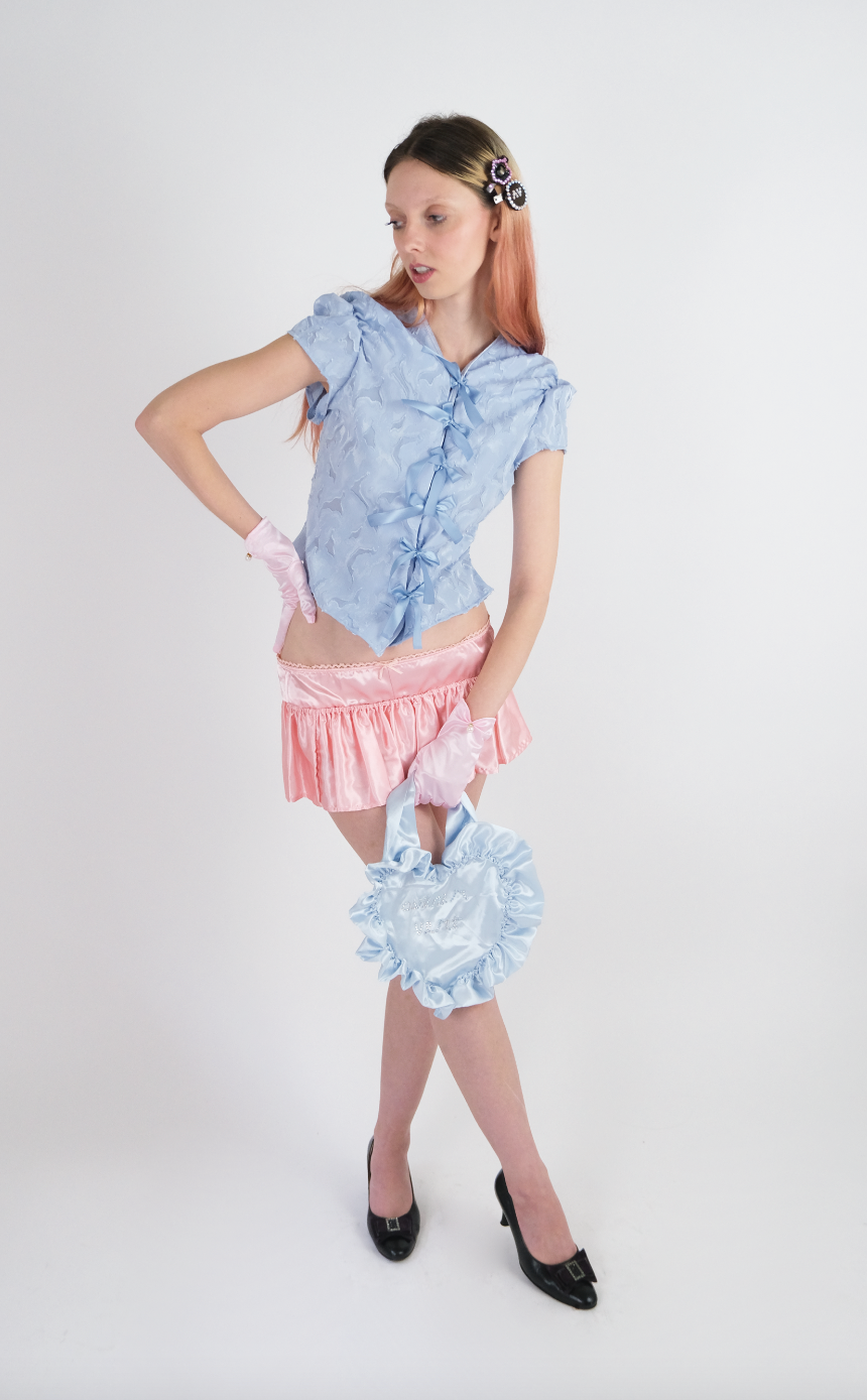Frosty Blue Ribbon Blouse