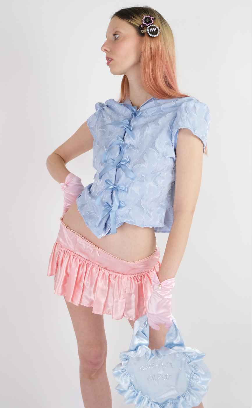 Peachy Pink Pleated Mini Skirt