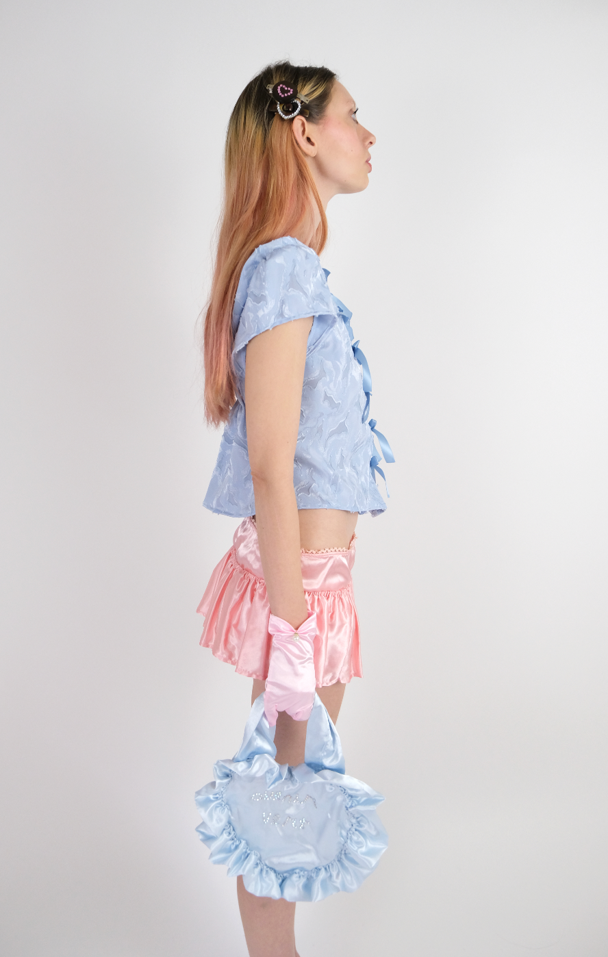 Peachy Pink Pleated Mini Skirt