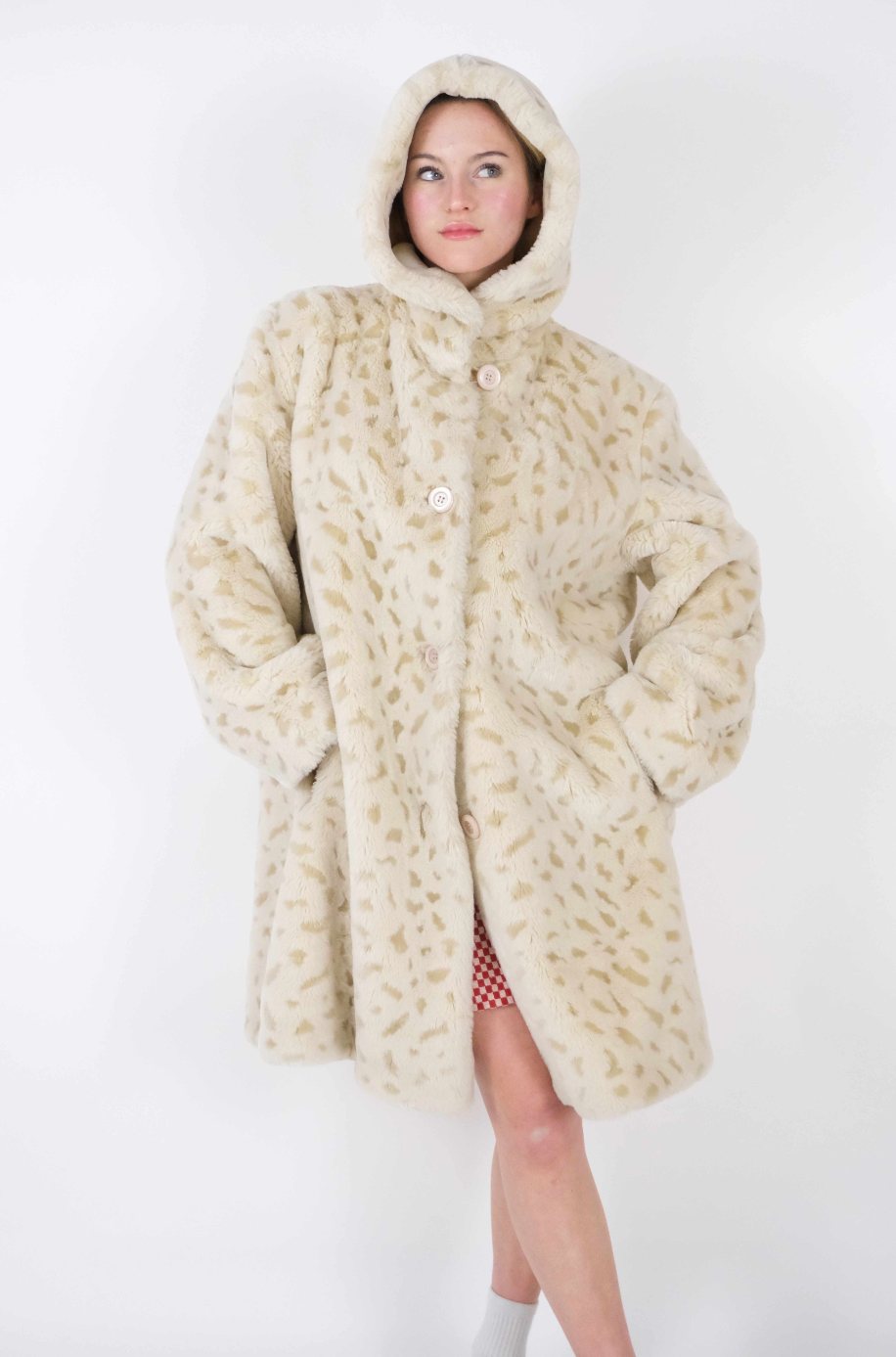 Vanilla Cream Faux Fur Coat (S)