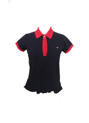 Polo Tee in Cherry and Navy (S)