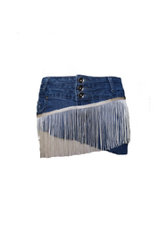 Caramel Fringe Denim Micro Skirt (XS)