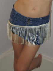 Caramel Fringe Denim Micro Skirt (XS)