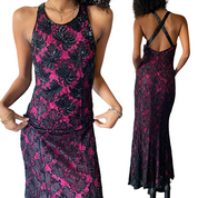 90s Beaded Hot Pink Dress (M)