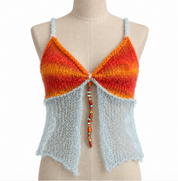 Sunset Ombré Open Front Knit Cami Top (XS-XL)