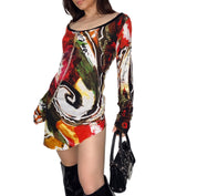 Desigual Asymmetrical Rainbow Dress (M)