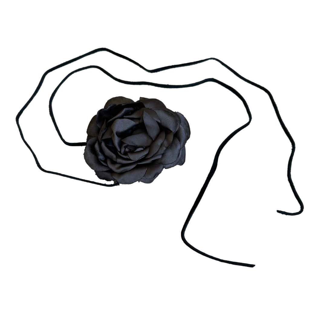 Jumbo Charcoal Floret Suede Tie Choker