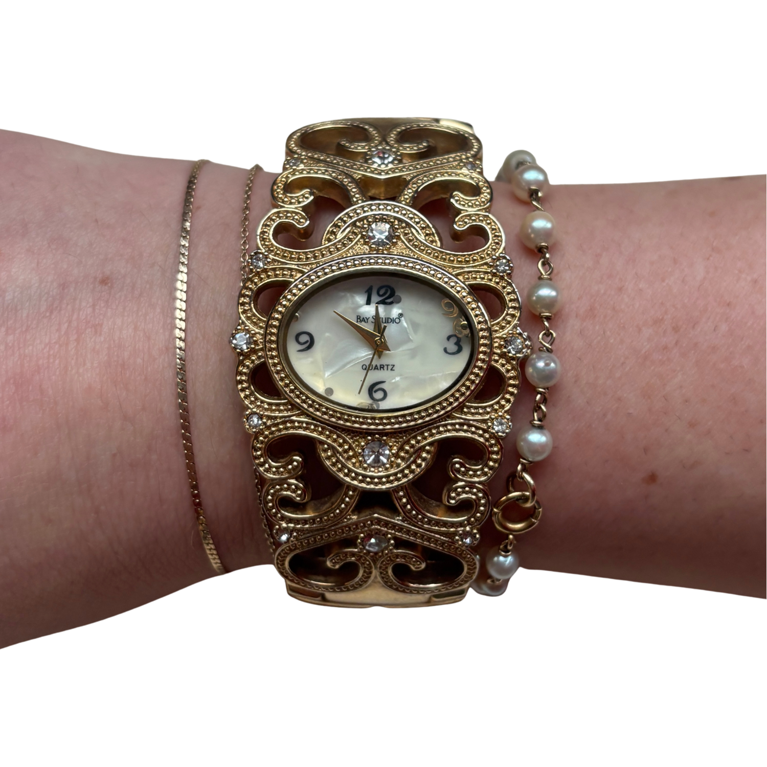 Vintage Gold Ornate Cuff Watch