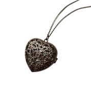 Ornate Cutout Heart Watch Necklace