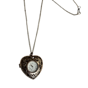 Ornate Cutout Heart Watch Necklace