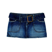Belted Denim Micro Mini Skirt (XS)
