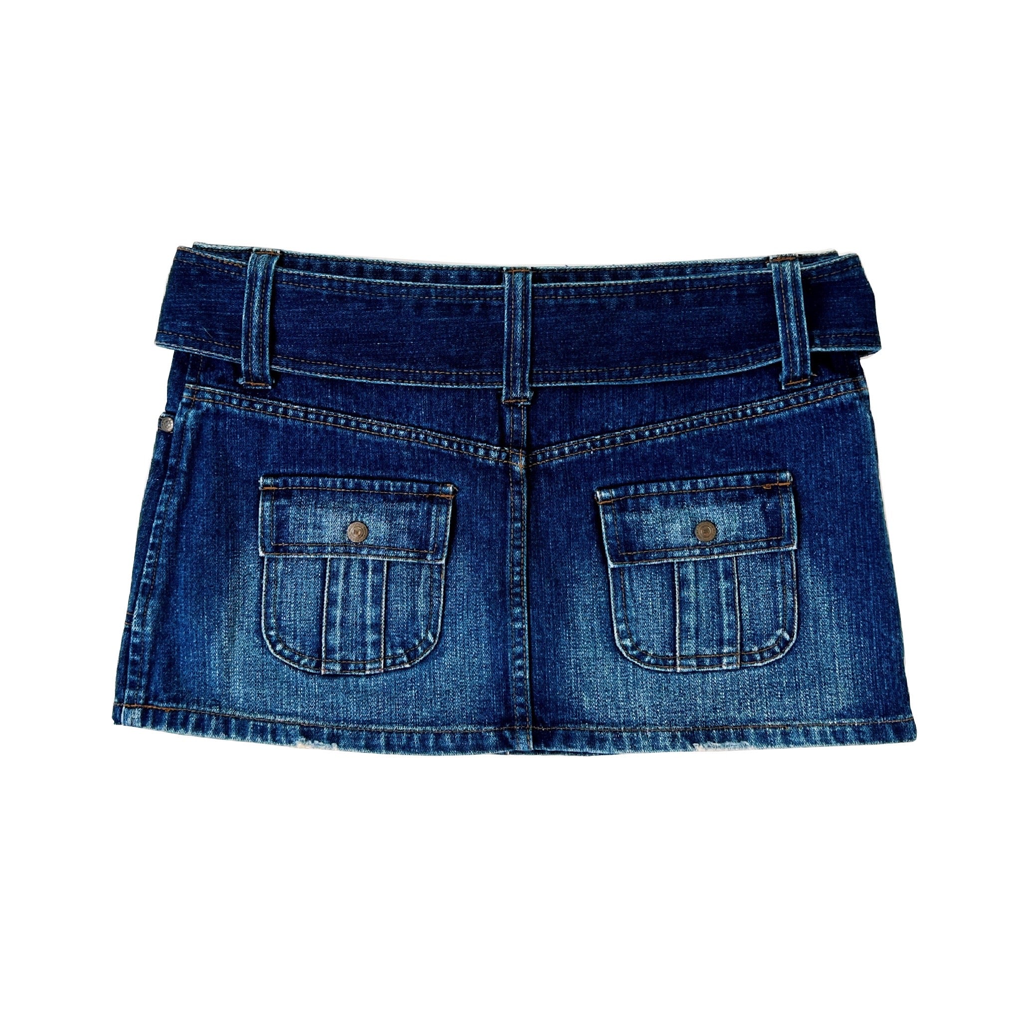 Belted Denim Micro Mini Skirt (XS)