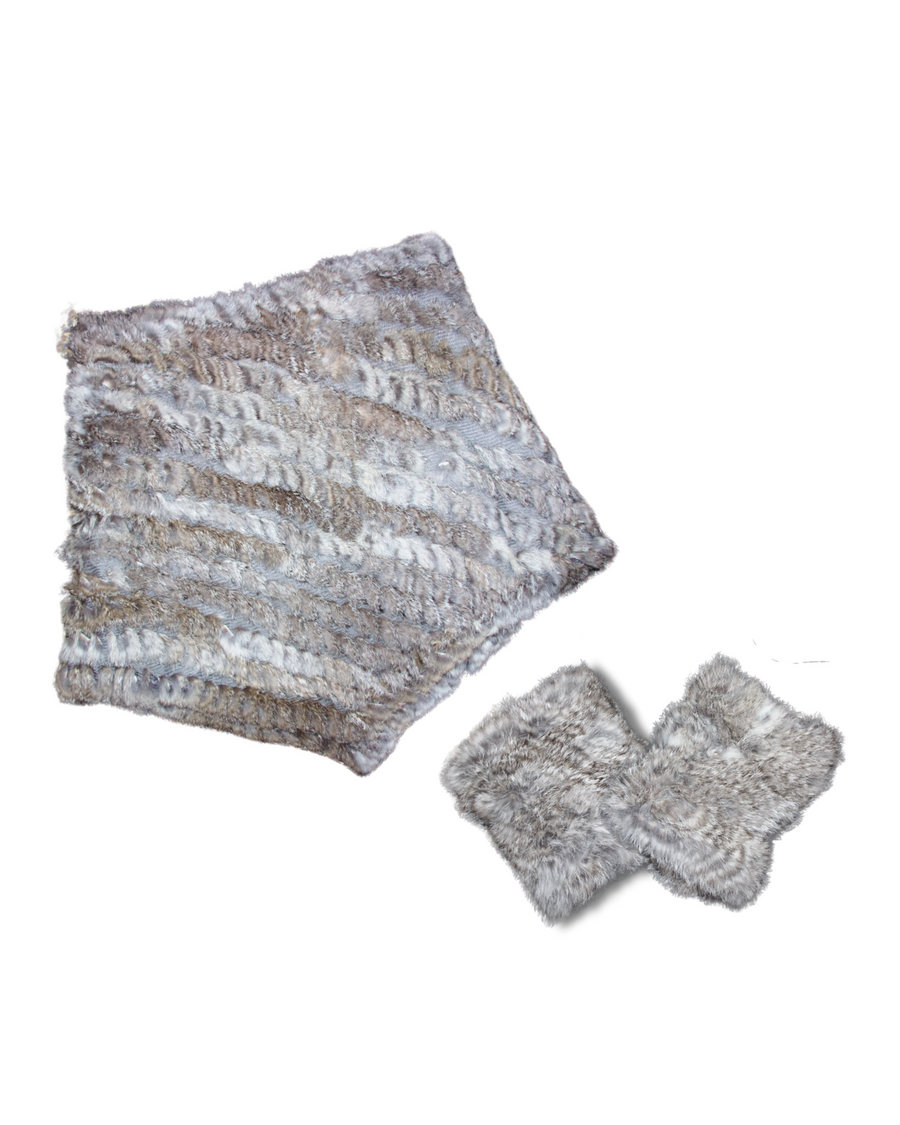 Japanese Rabbit Fur Poncho & Gloves Set (S)