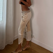 Vintage Italian Striped Linen Cropped Trousers (XS/S)