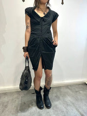 Vintage AllSaints Black Gothic Cotton Mini Dress (XS)