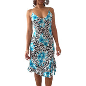 Vintage Floral Leopard Print Slip Dress (S)