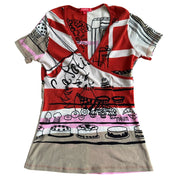 Vintage Euro Café Print Mesh Tee (S)