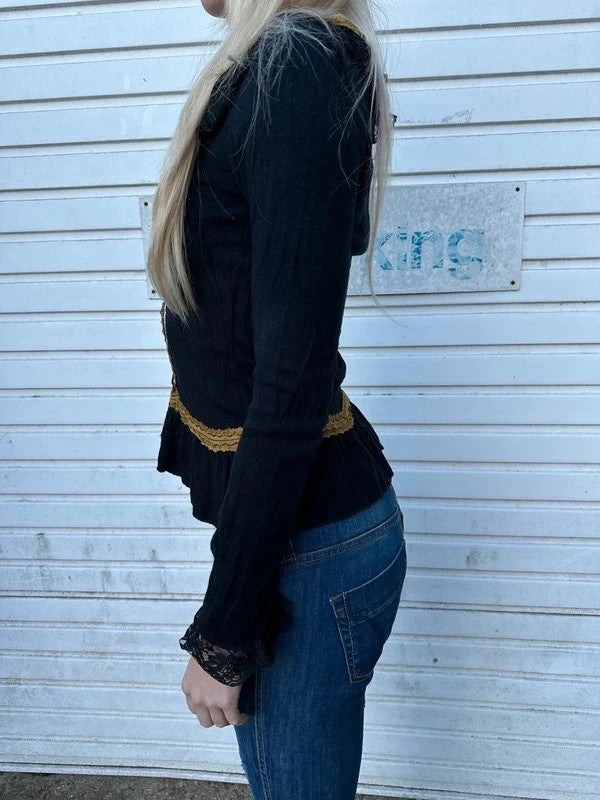 Vintage Italian Gothic Lace Up Longsleeve (S)