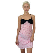 Vintage Pink Floral Silk Slip Dress (S)
