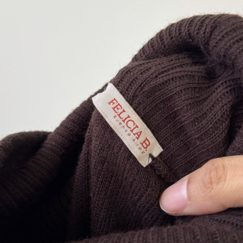 Vintage Euro Sheer Mesh Top with ribbed turtleneck & cuffs (S)