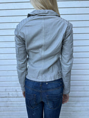Vintage Italian Leather Cropped Moto Jacket (S)