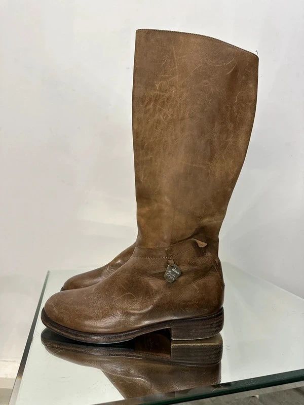 Vintage Boho Slouch Leather Knee High Calf Boots (US 5)