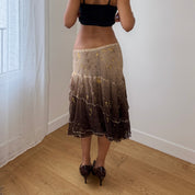 Vintage Italian Brown Gradient Mesh Midi Skirt (S/M)