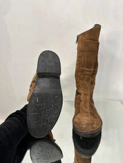 Vintage Boho Italian Brown Suede Knee High Calf Boots (US 5)